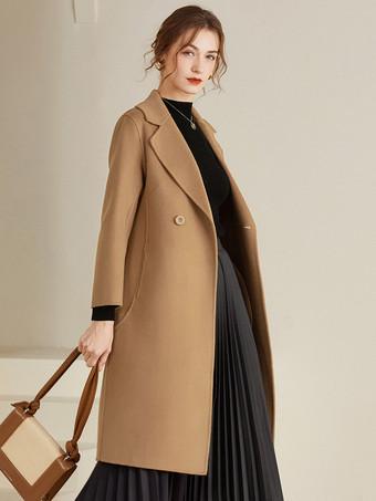 Women's Wool Coat 100% Wool Overcoat Winter Outerwear 2024