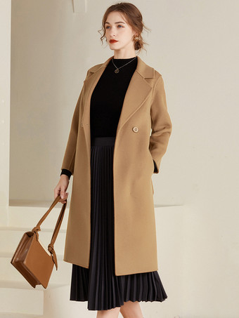 Manteau en laine pour femme classique à revers crantés vêtement d'extérieur mi-long confortable pour l'hiver 2025
