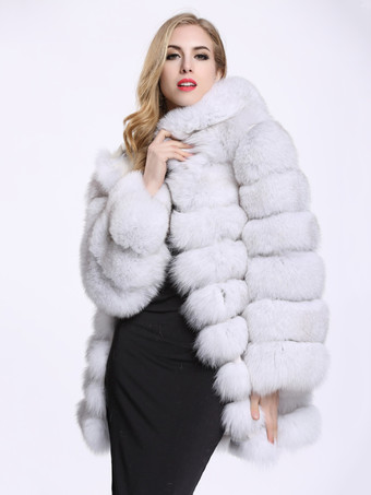 フェイクフォックスファーコート フード付き 豪華な冬用 環境に優しい女性用ファーコート