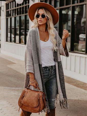 Gray Fringe Cardigan