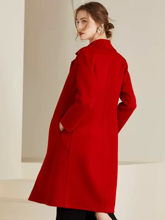Manteau en laine pour femme classique à revers crantés vêtement d'extérieur mi-long confortable pour l'hiver 2025