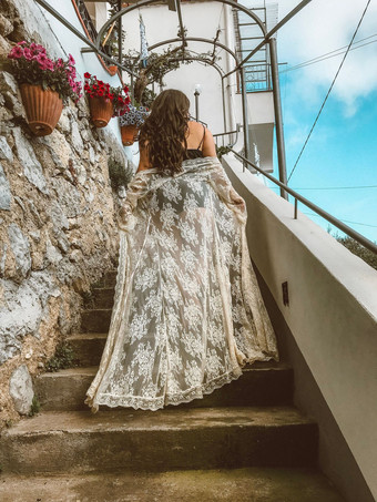 ホワイトカバーアップレースロングスリーブブライダルナイトガウンビーチバケーションボヘミアンロングドレス女性用