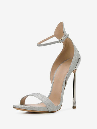 Damen Sparkly Ankle Strap Sexy Prom Heel Sandalen Homecoming Schuhe