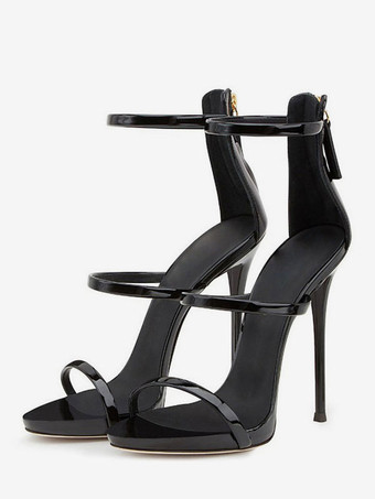ハイヒールのサンダルの女性オープントゥストラップサンダルの靴黒のドレスサンダル