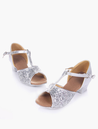 キラキラ　ボールルーム　ダンスシューズ　2025　オープントゥ　ソフトソール　ラテンダンスシューズ　子供用