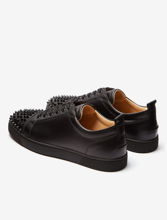 ブラック メンズ ロートップ フロントスパイク レースアップ スニーカー