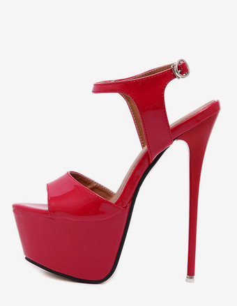 レッドセクシーなシューズスティレットヒール　2025　ピートゥ　プラットフォームサンダルレディース