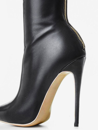 サイハイブーツ ブラック ニーハイブーツ ハイヒールブーツ ポインテッドトゥ ジップアップ