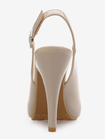 パンプス ピンヒール 靴の甲の素材：パテント PU ピープトゥシューズ ワインレッド 調整可能なストラップ 10.5cm シック＆モダン シューズ 無地 パーティー キャバ 2次会 二次会 結婚式 プラスサイズシューズ パーティー レディース靴