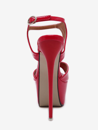 レッドセクシーなシューズスティレットヒール　2025　ピートゥ　プラットフォームサンダルレディース