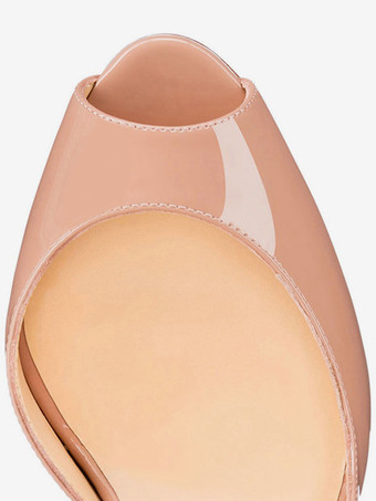 パンプス ピンヒール パテント PU ピープトゥ スリップオン スカイハイヒール シック＆モダン パーティー レディース靴 レッド