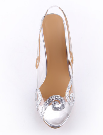 レディースドレスシューズ　2025　ハイヒールサンダル　キラキラ　ピープトウ　スリングバック　ウェディングシューズ