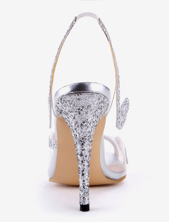 レディースドレスシューズ　2025　ハイヒールサンダル　キラキラ　ピープトウ　スリングバック　ウェディングシューズ