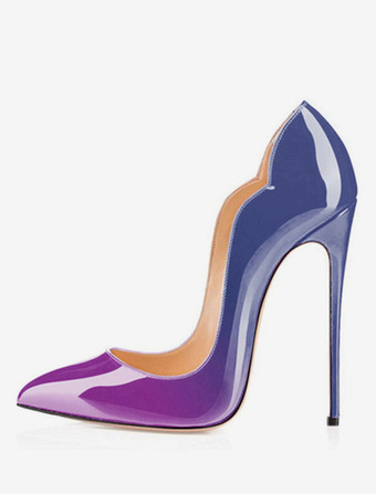 ハイヒール ポインテッドトゥ パンプス ピンヒール12cm シューズ パテントレザー イブニングパンプス スリップオン レディース靴 イエロー