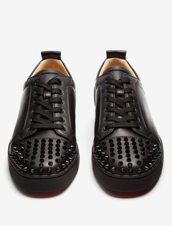 ブラック メンズ ロートップ フロントスパイク レースアップ スニーカー