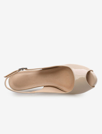 パンプス ピンヒール 靴の甲の素材：パテント PU ピープトゥシューズ ワインレッド 調整可能なストラップ 10.5cm シック＆モダン シューズ 無地 パーティー キャバ 2次会 二次会 結婚式 プラスサイズシューズ パーティー レディース靴