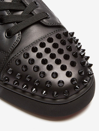 ブラック メンズ ロートップ フロントスパイク レースアップ スニーカー