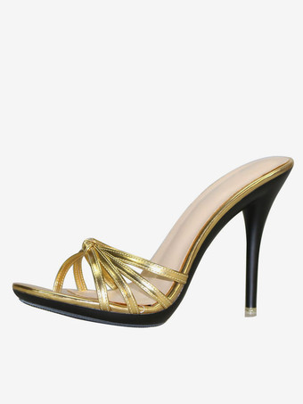 スリッパヒールサンダル スリップオンスティレット キトンヒール レディース