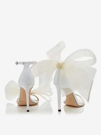 プロム ヒール レディース アンクル ストラップ ボウ サンダル ブライダル シューズ