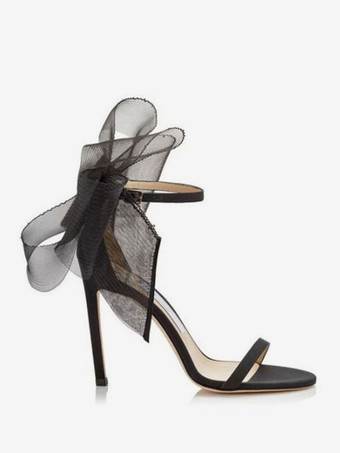 プロム ヒール レディース アンクル ストラップ ボウ サンダル ブライダル シューズ