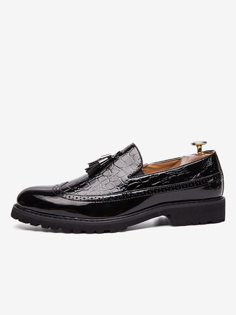   Mocassins à bout d'aile noir et blanc pour hommes Slip-On Chaussures de soirée de bal formelles