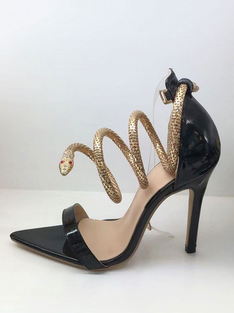 女性用スネークストラップスチレットヒールセクシーサンダル