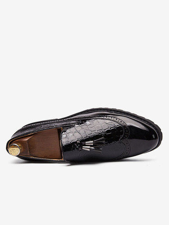   Mocassins à bout d'aile noir et blanc pour hommes Slip-On Chaussures de soirée de bal formelles