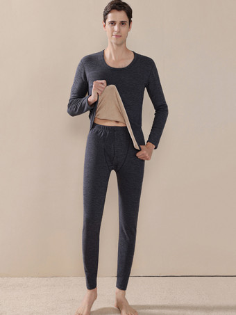 ブラック ホームウェアセット 保温下着 カメオ ピンク 冬 ジュエルネック 長袖 カジュアル インドア ポリエステル トップスとパンツ