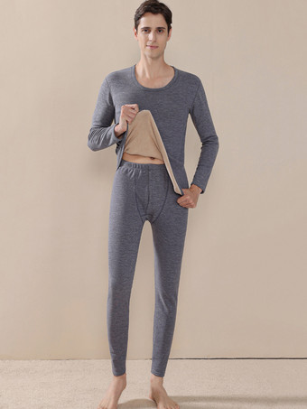 グレイホームウェアセット 保温下着 カメオ ピンク 冬 ジュエルネック 長袖 カジュアル インドア ポリエステル トップスとパンツ