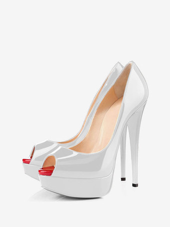 シルバー ハイヒールシューズ ピープトウヒールプラットフォームスティレットヒールパンプスセクシー靴 女性 黒