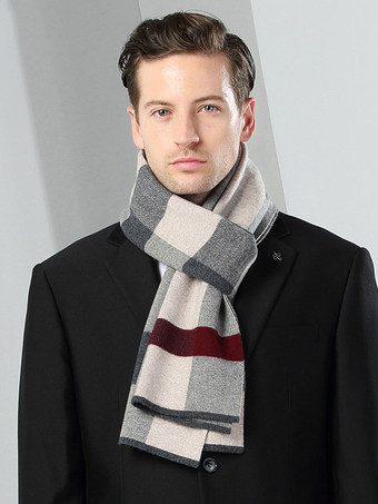 男のスカーフ 100% ウール ストライプ 冬の暖かいスカーフ