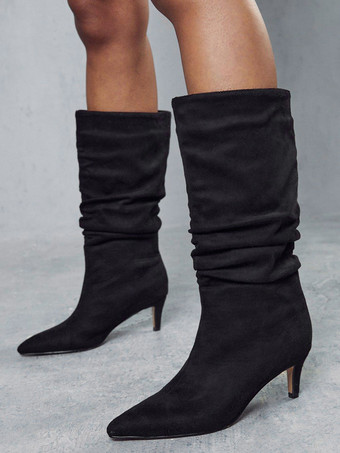 レディース スラウチー キトゥン ヒール ミッドカーフ ブーツ