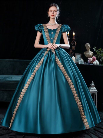 Prom Dress Retro Costumes Dress For Women Royal Blue Euro-Style Marie Antoinette Costume Vintage Clothing
