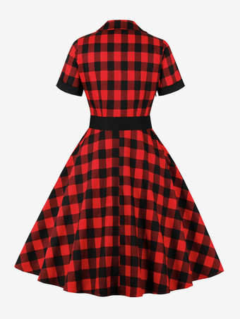 レトロワンピース　1950年代オードリー・ヘップバーン風　ブルーグレー　半袖　二次会　お呼ばれ　発表会　ロカビリーワンピース