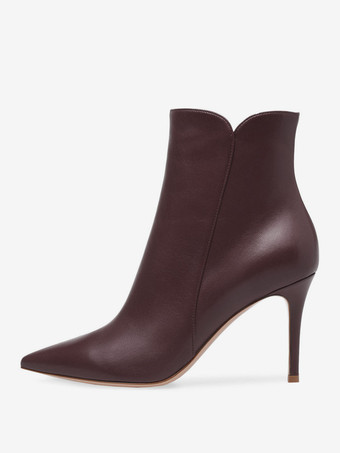 女性の足首のブーツはつま先のスティレットヒールブーツを尖らせました