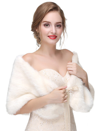 Abrigo nupcial del encogimiento de hombros del mantón de la boda de la piel sintética para el invierno