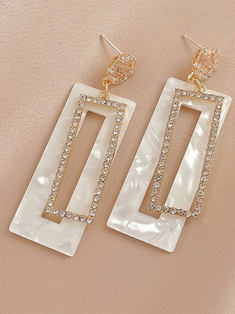 GoldBridal Earrings Rhinestone Girl's Rhinestone Pierced Wedding Jewelry