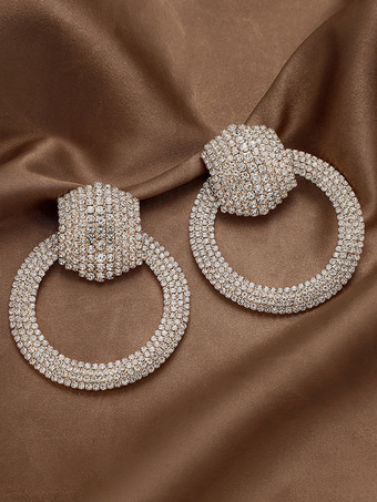 ゴールド ウェディング イヤリング ラインストーン 女の子用 ラインストーン ピアス ウェディング ジュエリー