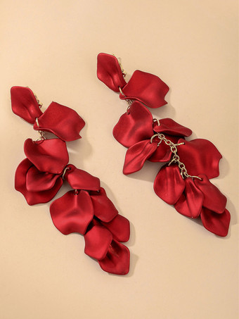 レッド ブライダル イヤリング ラインストーン レディース ラインストーン ピアス ウェディング ジュエリー