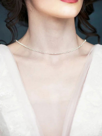 ウェディング ネックレス シルバー ラインストーン ウェディング ネックレス