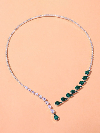 ウェディング ネックレス シルバー ラインストーン ウェディング ネックレス