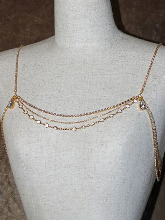 ウェディング ステートメント ネックレス ゴールド シック メタル レディース ショルダーチェーン