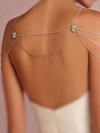 ウェディング ステートメント ネックレス シルバー セクシー メタル レディース ショルダーチェーン