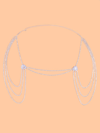 ウェディング ステートメント ネックレス シルバー セクシー メタル レディース ショルダーチェーン