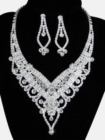 argent Ensemble de bijoux de mariée Charmant métal percé Beaux bijoux