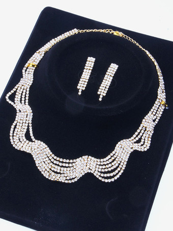 ゴールド 花嫁のウェディングジュエリーセット ゴージャスなメタル 美しいジュエリー