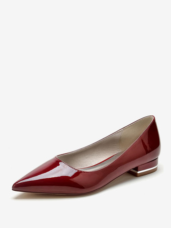 ワインレッド 結婚式の靴母の花嫁の靴パテント PU アッパー ポインテッドトゥ 1"