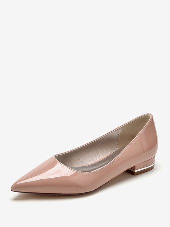 肌色結婚式の靴母の花嫁の靴パテント PU アッパー ポインテッドトゥ 1"