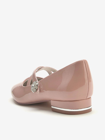 Zapatos de boda Zapatos de dama de honor Patente PU Punta redonda Pedrería