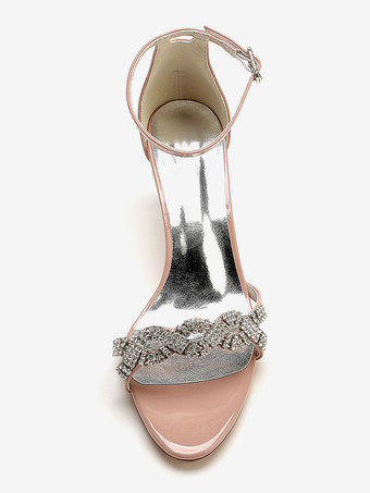 ウェディング シューズ パテント PU アッパー ブラック ラインストーン オープントゥ ウェディング サンダル